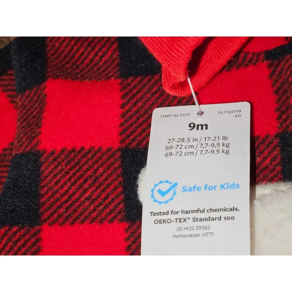 Carter's Just One You Boy's Red Fleece Polar Bear Sleep & Play (NWT) 9 Months